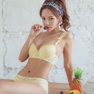 [버블돌]카멜리아 옐로우 브라1+팬티2 여성속옷세트_P309143676