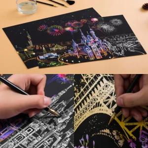 성인 스크래치 컬러링북 1p 드로잉 도시야경 풍경 미술놀이 집콕 집순이 취미 아트북