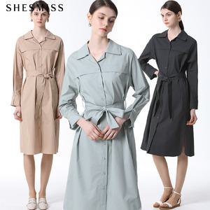 [쉬즈미스(SHESMISS)] 벨티드 셔츠형 원피스