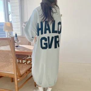 롱원피스 긴팔 오버핏  빅사이즈 홈웨어  GVR후드롱