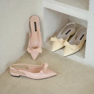 SOVO 젤리트 리본 슬링백 여성 단화 플랫슈즈 2cm