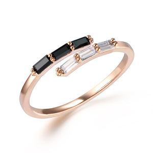 [엘르주얼리] 14K GP 블랙 화이트 오픈링 검지 중지 반지 ELBRWR145