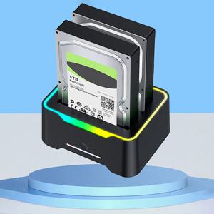 듀얼 베이 SSD 도킹 스테이션 12V 3A 전원 어댑터 외장 하드 드라이브 5Gbps HDD 인클로저 2.5 3.5 인치 SA