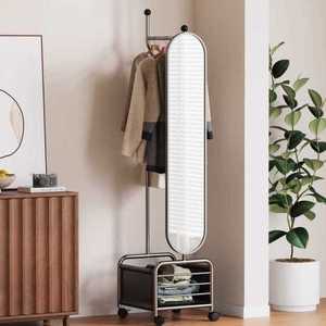 이동식 전신거울 옷걸이 틈새 피팅 일체형 회전 침실