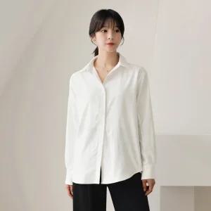 [시크라인] (~XXL까지) 페이렌 퍼프 슬리브 베이직 셔츠 루즈핏 긴팔셔츠 봄 가을 데일리 일상 캐쥬얼 출근룩 빅사이즈