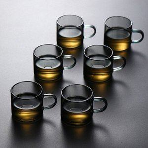 [로하티] 핸들 내열유리 찻잔 6p(100ml) (투명블랙)