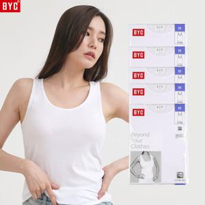 BYC 여성 민소매 런닝 순면 여자 나시 흰색 화이트 하얀 주니어 학생 교복 기본 이너 티 85 105 5S_BYC1906