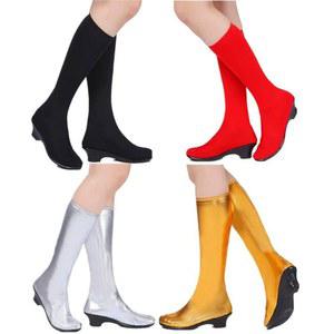 라인댄스 부츠 에어로빅화 미들 무용 쿠션 미들힐 시니어 슈즈 가죽 스포츠댄스화 코슈즈