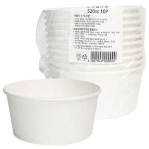 일회용공기 위생그릇 종이그릇 아이존 520ccX10개입 일회용그릇 캠핑 홈파티