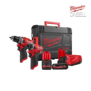 밀워키 M12 FPP2A2-5252X GEN3 충전 해머 전동드릴 임팩 드라이버 공구세트 +드릴비트(랜덤)