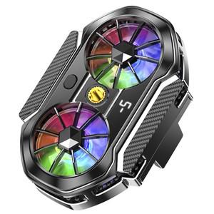 라이브 스트리밍용 백 클립 휴대폰 쿨러 듀얼 선풍기 디지털 디스플레이