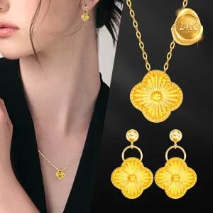 [골드피아] 24K 순금 플라워 클로버 목걸이/귀걸이