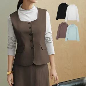 [후스타일] (런칭가 89900원) 실크블렌디드 하프넥 드레이핑 티블라우스 4종