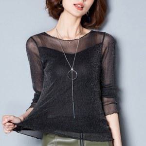 라인댄스복 상의 긴소매 사교댄스 줌바 살사 블랙 가을 핑크 실크