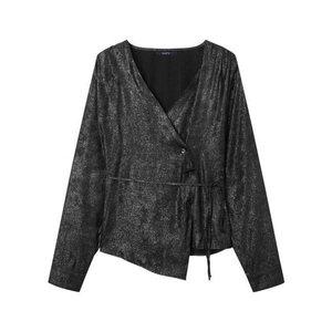 [GGPX]글로시 셔링 랩 블라우스 (GPABA007D)