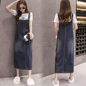 여성 데님 멜빵 롱청치마 원피스 S-5XL 빅사이즈 데일리