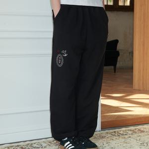 프렌치 스티치 자수 스웨트 팬츠 블랙