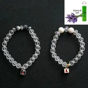 [하프클럽/]크리스마스 무광백수정 커플 향기 원석 팔찌