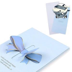 축하 카드 러블리본 블루 기념일 메시지 감사 응원