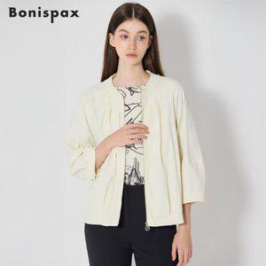 보니스팍스 라운드 넥 셔링 집업 숏 점퍼 (택가격 159000원)