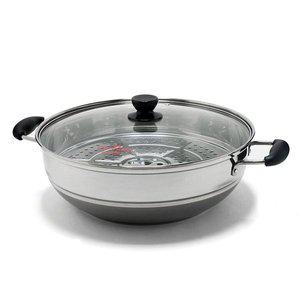 [퀸센스] 스텐 찜기 34cm 인덕션 만두 보쌈 수육팬 대형 찜솥 찜냄비