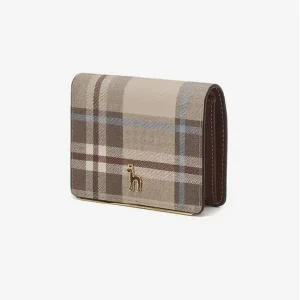 [헤지스](대구신세계)[HIGH CLASSY] 베이지 웨일즈체크 퍼피장식 소가죽 반지갑 HIWA4F325I3