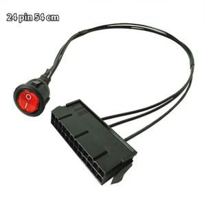 54cm 케이블 구리 주석 와이어 24핀 암 ATX PSU PC 전원 공급 장치 스타터 테스터 ON/OFF 스위치가 있는 점퍼 시작