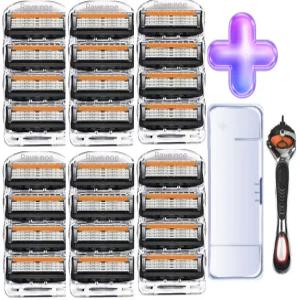 [남성 면도기 풀세트] 5중날 질레트 호환 면도날 12개 하드 케이스 포함 (2025 신형)