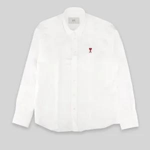 25SS 아미 BFUSH063 CO0031 168 스몰 하트 로고 옥스포드 클래식핏 셔츠 화이트