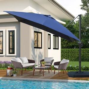 알루미늄 360 뒷마당 캔틸레버 정원용 야외 차양 사각 방풍 회전식 우산 오프셋 데크 파티오