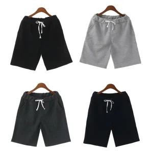 여성 무지 5부 면 트레이닝 반바지 밴딩 학생 하의