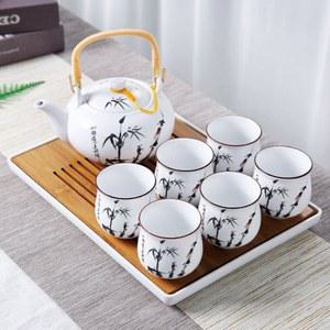 자기주전자 미니 티포트 다구 차례 사기주전자 사기 티팟 제사용품 죽매미 2개 2건 칭허