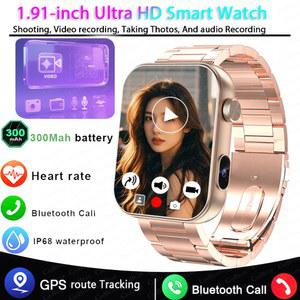카메라 스마트 시계 여성 비디오 플레이어 심박수 1 91 인치 HD 화면 100 스포츠 시계 Xiaomi 용 Bluetooth 통화 Smartwatch