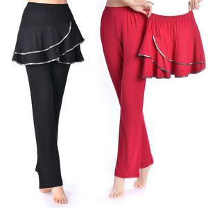 라인댄스치마 운동복 살사 검은색물결모양바지 1303033