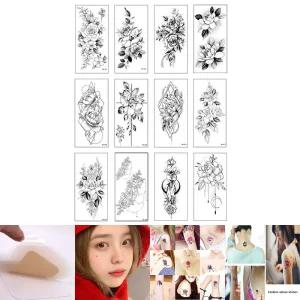 흑백 대형 타투스티커/타투/스티커/헤나/흑백/대형/흉터/커버/문신/스티커/꽃타투/반영구/커버업