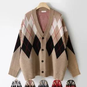 [MNC]  아가일체크 오버핏 와이넥가디건  MDCD431YO)