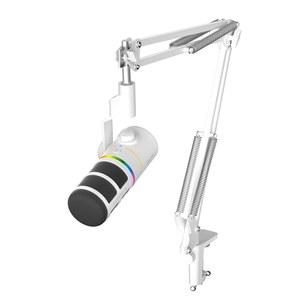 RGB 라이트 & CalMix 노이즈 및 음소거 버튼이 있는 COMICA EJoy D10 D USB/XLR 다이내믹 마이크 - 게임, 스트리밍, 팟캐스트, 유튜브(PC/PS5/Xbox/Mac-White)를 위한 붐 암 스탠드가 스튜디오급 카디오이드