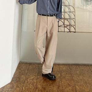 남자와이드슬랙스 투턱 옆밴딩 모던 심플 남친룩 봄