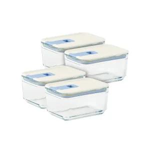 네오플램 퍼펙트씰M 직사각500ml 4종 세트/내열유리 밀폐 진공 반찬통 냉동밥 냉장고정리