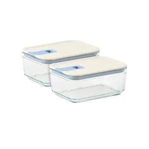 네오플램 퍼펙트씰M 직사각750ml 2종 세트/내열유리 밀폐 진공 반찬통 냉동밥 냉장고정리