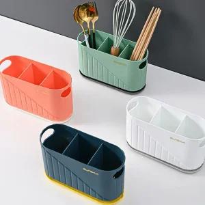 서준리빙 스탠드 벽걸이 수저통 3구 수저정리함/수저 정리 주방 수납 가정 꽂이 보관 케이스 뚜껑 숟가락