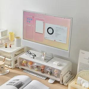 리모 모니터 받침대 피규어 장식장 굿스보관 가챠케이스 컴퓨터 책상위 정리 선반 인테리어 와이드 모니터