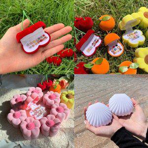 귤 반지 조개 과일 벨벳 주얼리 피어싱 해바라기 케이스 체리