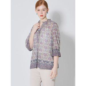 [르샵]레이스 프릴 오픈카라 프린팅 블라우스 택가격 99000원 _P400672384