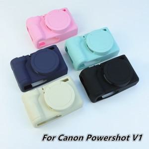 캐논 Powershot V1 카메라용 실리콘 갑옷 스킨 케이스 바디 커버 보호대 가방