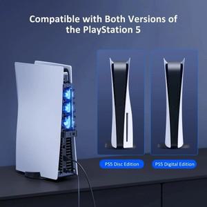 PS5 액세서리용 Playstation 5용 LED 조명이 있는 냉각 팬 디스크  디지털 에디션 게임 시스템 모두
