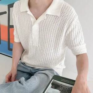 [다잇템] 남자 오픈넥 망사 면원단 펀칭 쿨링 빅사이즈 반팔티_13076507_588872