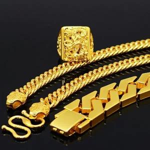 3종세트 목걸이 반지 팔찌 18k 도금 셋트 헤비육각체인 헤비트루체인 승천 남자 변색없는