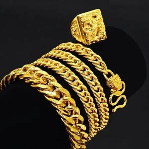 3종세트 목걸이 반지 팔찌 변색 없는 18k 도금 셋트 트루체인 헤비트루체인 승천 남자 금