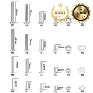 1080pc 나사 볼트 및 플랫 와셔 조합 키트 미터법 M3/M4/M5/M6 크로스 슬롯 헤드 육각